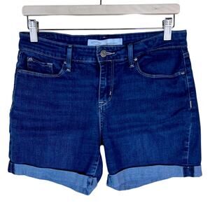 Levi's Women's Mid Rise Denim Shorts Size 26 Med/Dark Wash Rolled Cuff